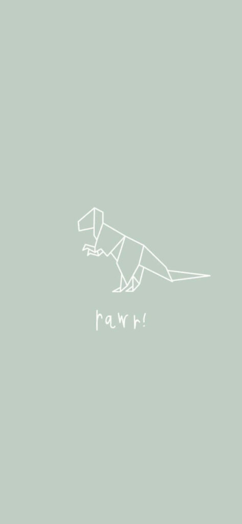 Minimalist Dinosaur Line Drawing Wallpaper with Muted Green Background