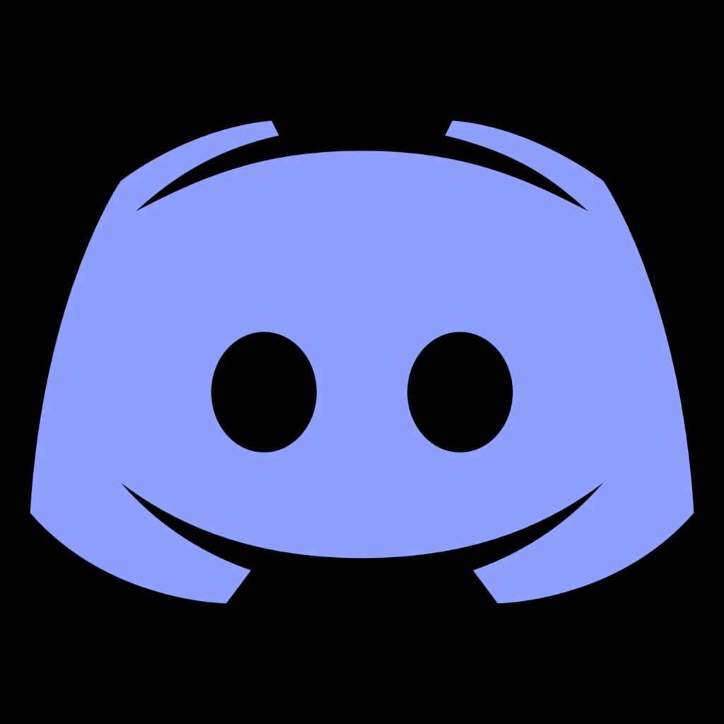 Discord logo wallpaper in soft blue on black background minimalist modern tech design