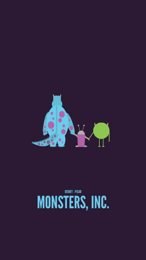 Colorful Minimalist Monsters Inc. Wallpaper: Sulley, Mike & Boo