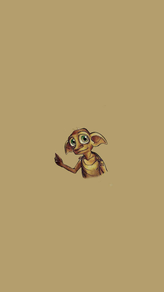 Minimalist Dobby Wallpaper: Charming House-Elf Design on Beige Background