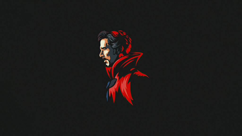 Bold Minimalist Doctor Strange Wallpaper: Striking Side Profile Design