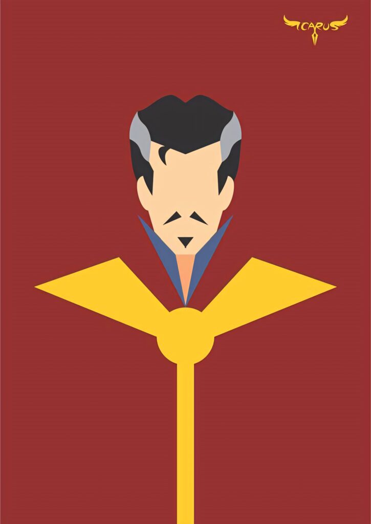 Stylized Doctor Strange Wallpaper - Minimalist Design on Red Background