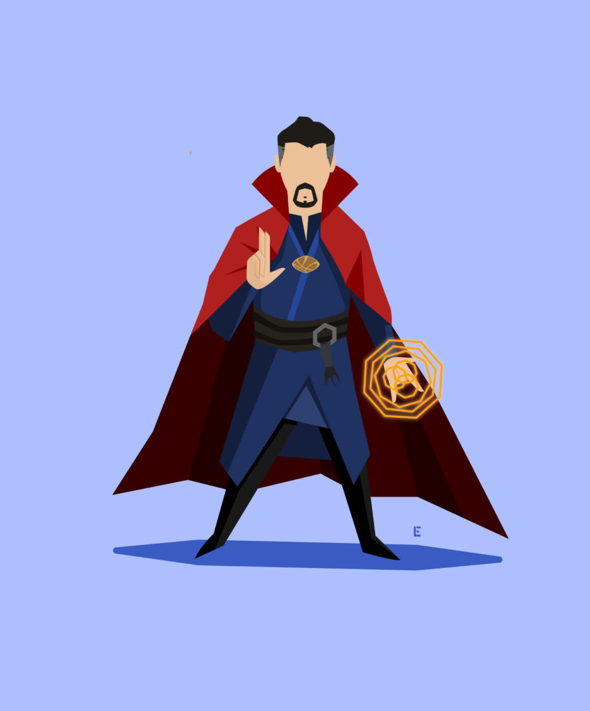 Minimalist Doctor Strange Wallpaper on Blue Background