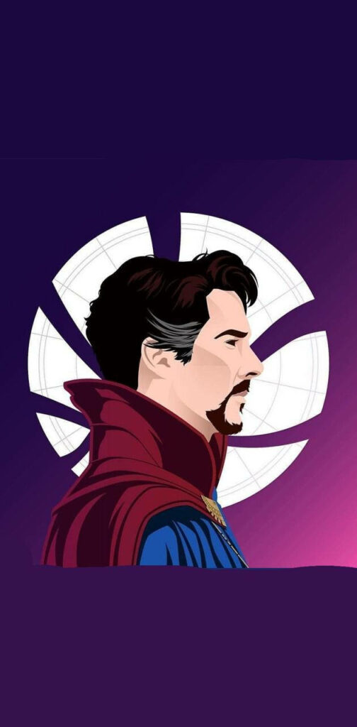 Minimalist Doctor Strange Wallpaper: Purple Gradient & Mystic Symbol