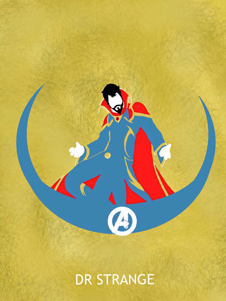 Minimalist Doctor Strange Wallpaper on Textured Yellow Background