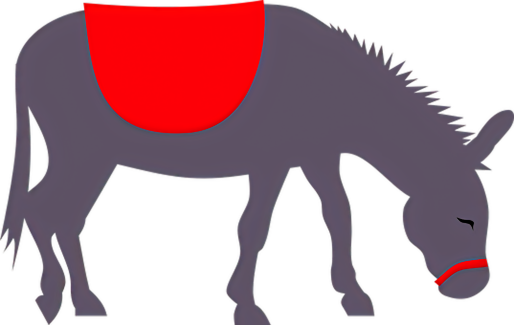 Minimalist PNG Donkey Wallpaper with Gray Design & Red Saddle