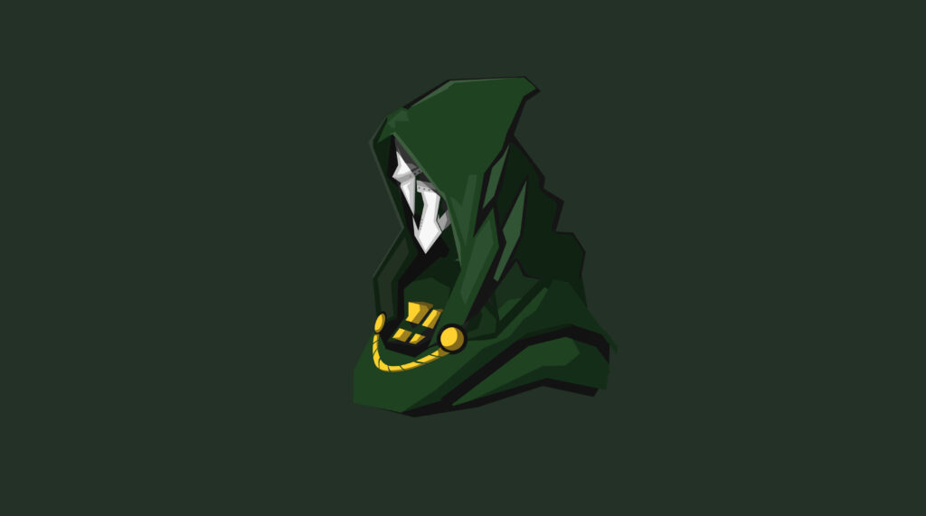 Minimalist Dr. Doom Wallpaper: Iconic Hood & Mask Design