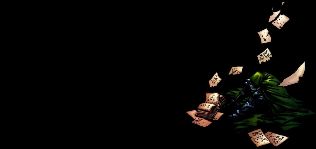 Minimalist Wallpaper: Dr. Doom in Dark, Intellect & Enigma