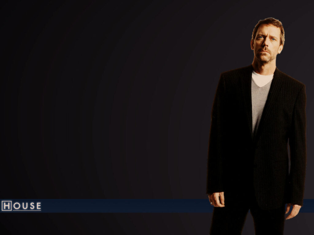 Minimalist Dr. Gregory House Wallpaper on Dark Background