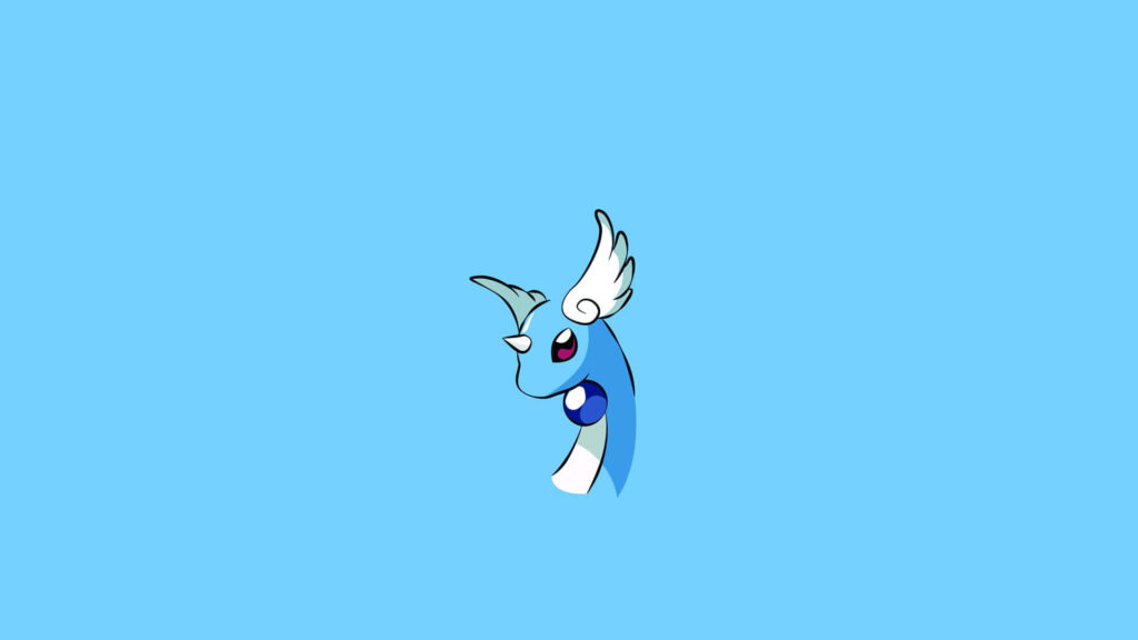 Minimalist Dragonair Wallpaper: Elegant Design on Blue Background