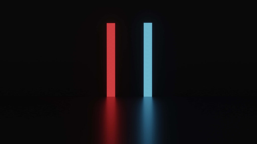 Minimalist Dreamscape Wallpaper: Neon Bars on Black Background