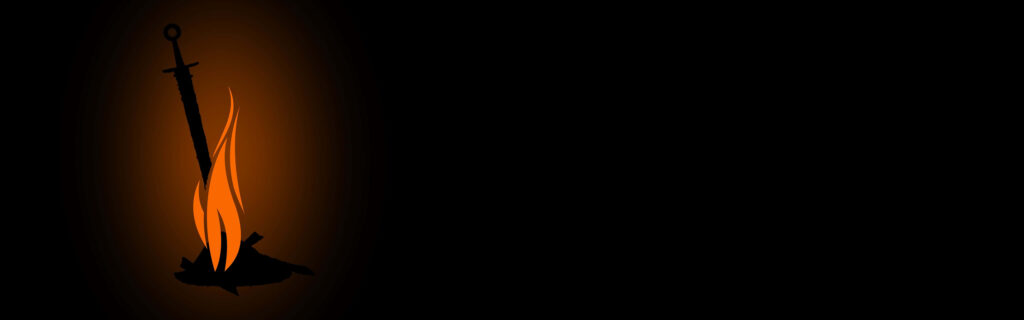 Minimalist Dual Monitor Wallpaper: Serene Dark with Bold Orange Flame