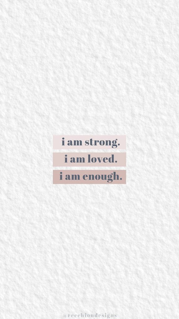 Minimalist dusty pink affirmation bars on soft white textured background for daily motivation Wallpaper