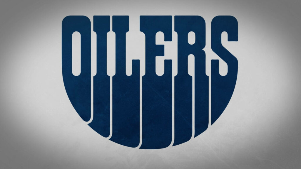 Minimalist Edmonton Oilers logo wallpaper on light gray background modern NHL team design