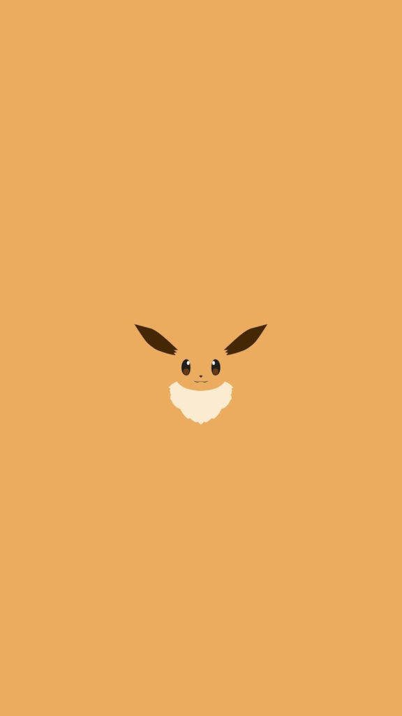 Minimalist Eevee face wallpaper on warm tan background perfect for iPhone screen background