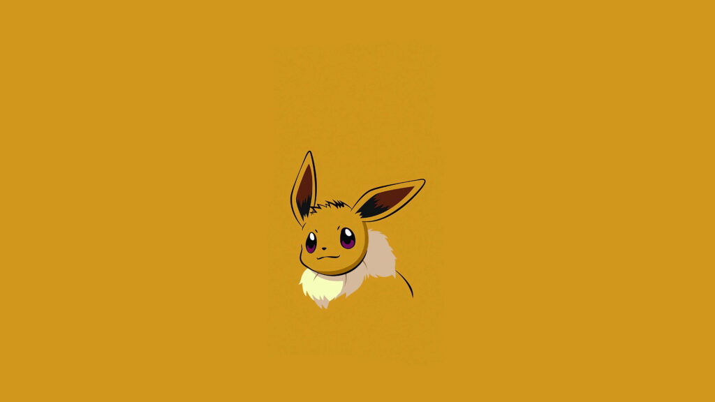 Minimalist Eevee Wallpaper: Adorable Pokémon on Mustard Yellow Background