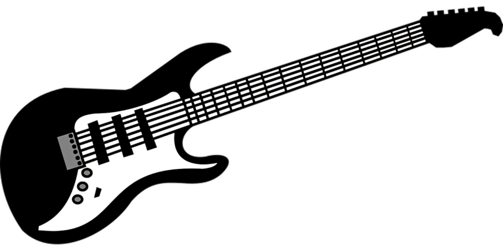 Minimalist Electric Guitar Wallpaper: Sleek Black Background Design
