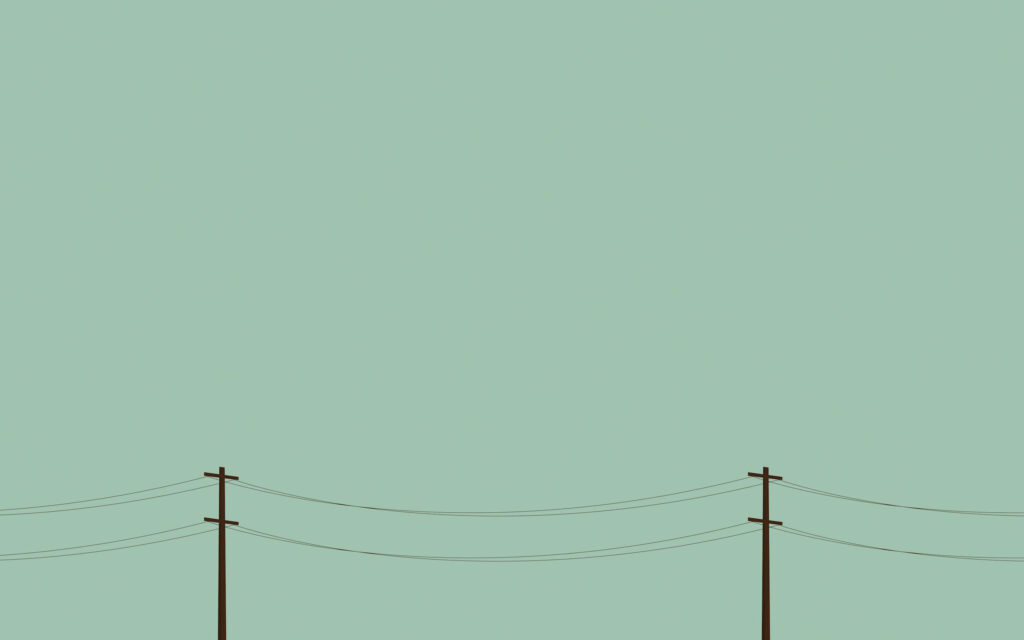 Minimalist Wallpaper with Serene Green Background & Electrical Lines