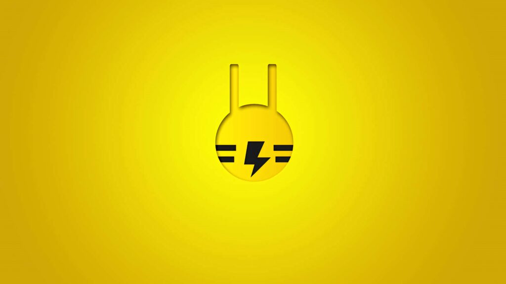 Minimalist Elekid Electric type Pokémon wallpaper bold yellow background with black lightning accents