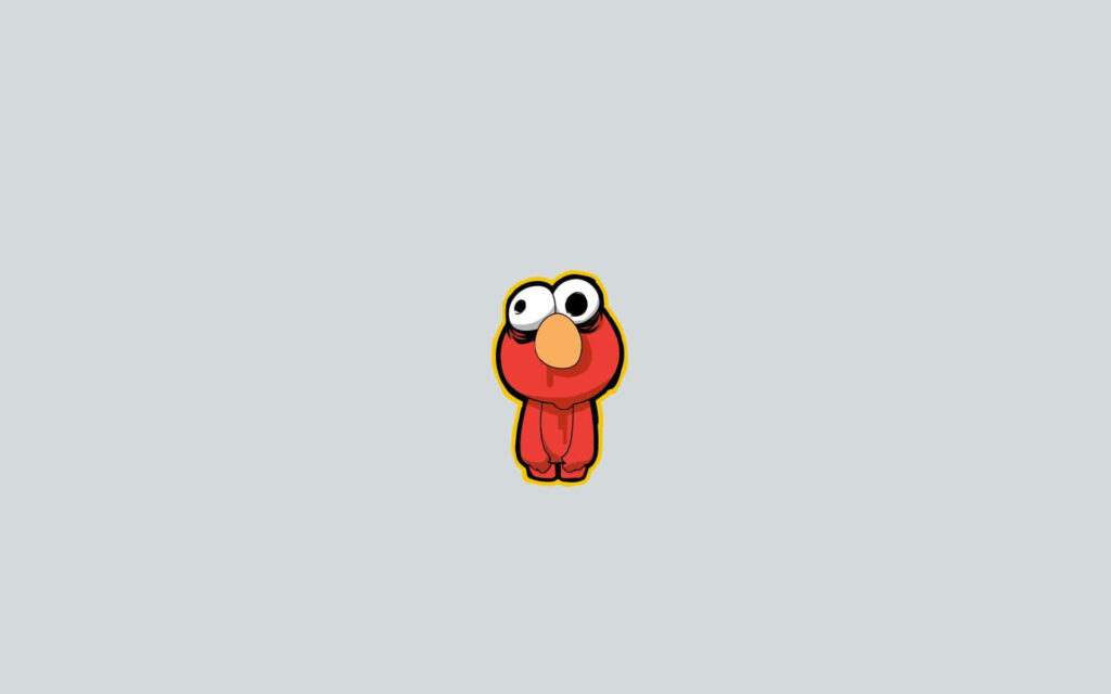 Minimalist cartoon Elmo wallpaper with bold red outlines on a clean gray background for decor