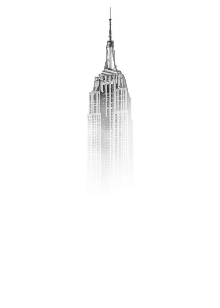 Empire State Building black and white high-key minimalist wallpaper background serene design