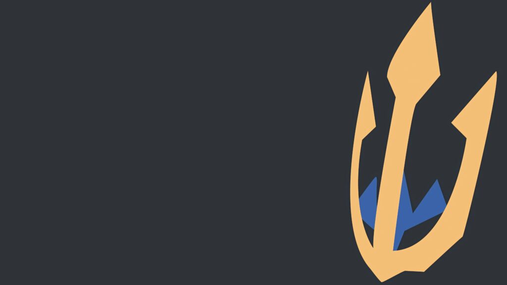 Minimalist Empoleon head vector wallpaper in gold blue and dark gray geometric shapes design