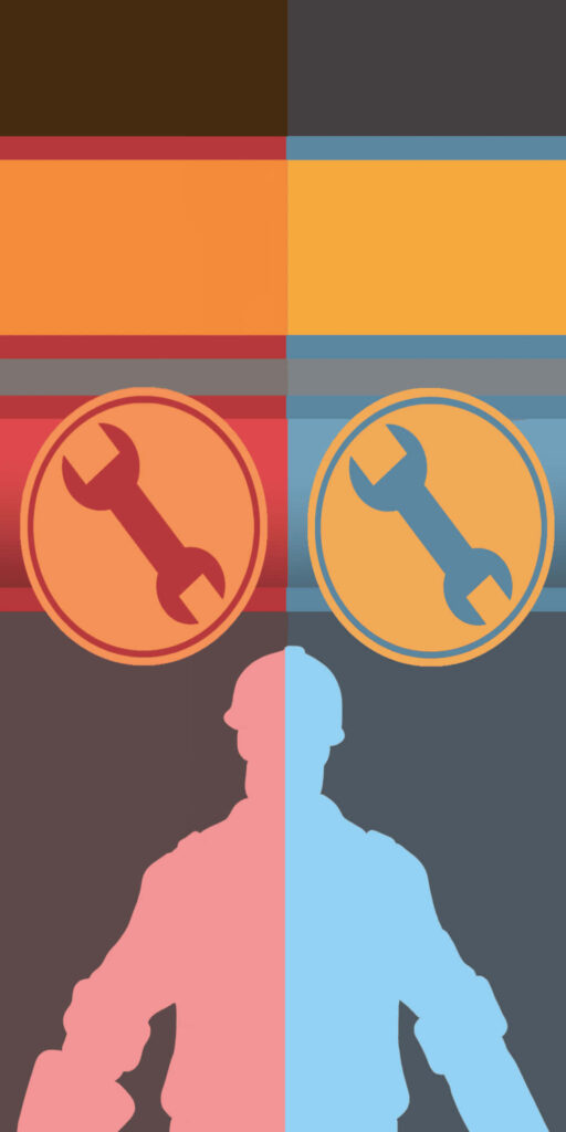 Minimalist TF2 Engineer Wallpaper: Sleek Vector Design