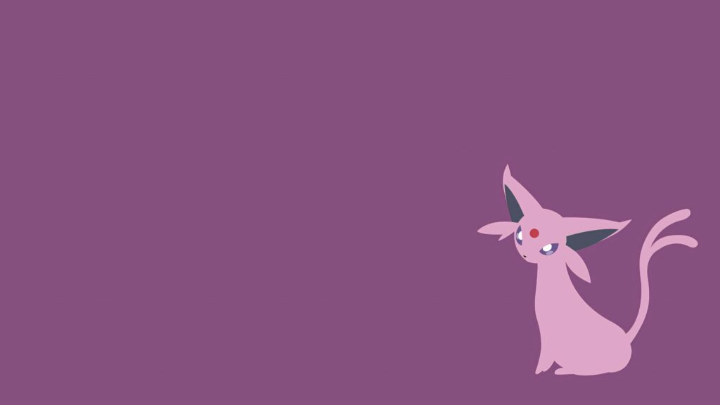 Minimalist Espeon Pokémon wallpaper with sleek illustration on solid purple background design