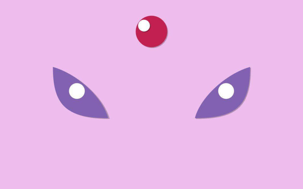 Minimalist Espeon Wallpaper: Iconic Eyes & Gem on Light Purple