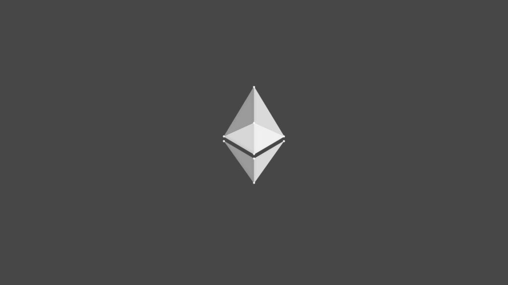 Minimalist Ethereum logo centered on smooth grey background with modern clean lines wallpaper