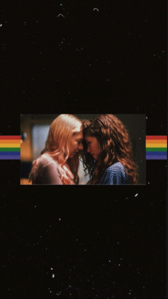 Minimalist Euphoria Wallpaper: Rue & Jules with Rainbow Accent