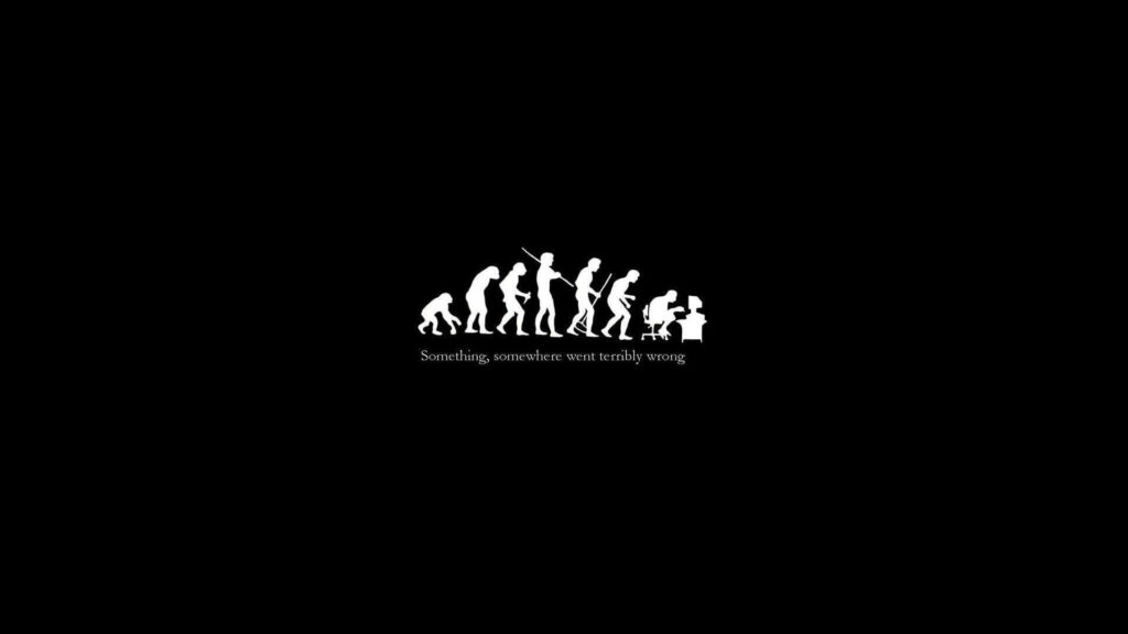 Evolution of Man Wallpaper: Minimalist Black & White Silhouette Art