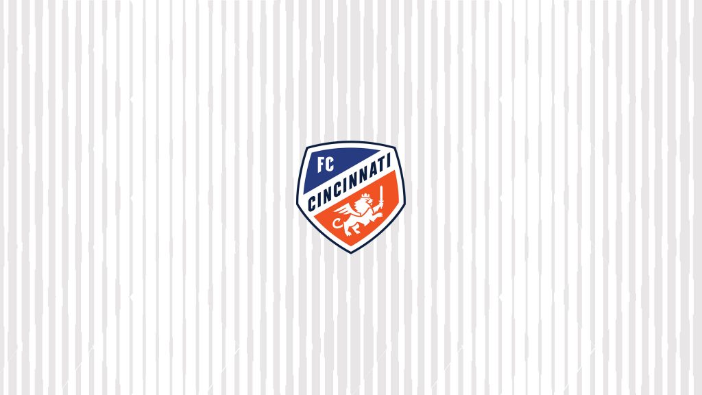 Minimalist FC Cincinnati wallpaper with official logo on light gray striped background desktop mobile