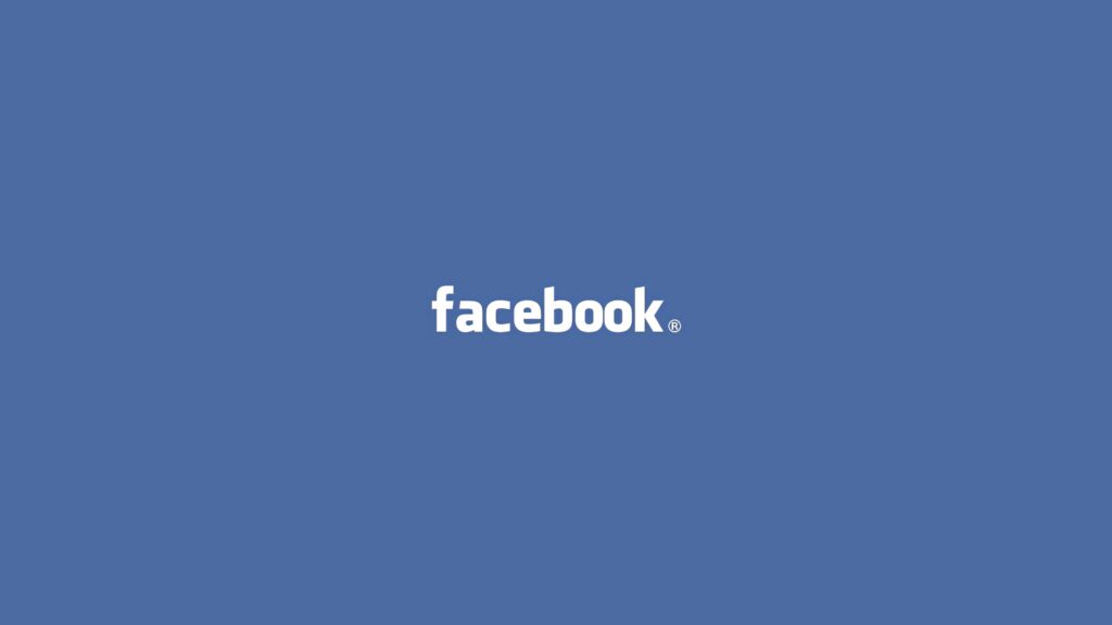 Facebook wallpaper with classic white logo on blue background minimalist digital branding design