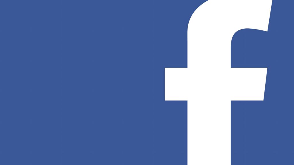 Minimalist Facebook wallpaper with white lowercase f logo on solid blue background design