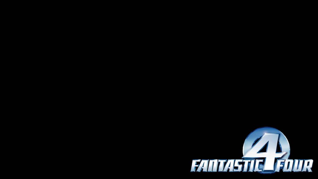 Minimalist Fantastic Four logo wallpaper with metallic silver 4 in blue circle on black background