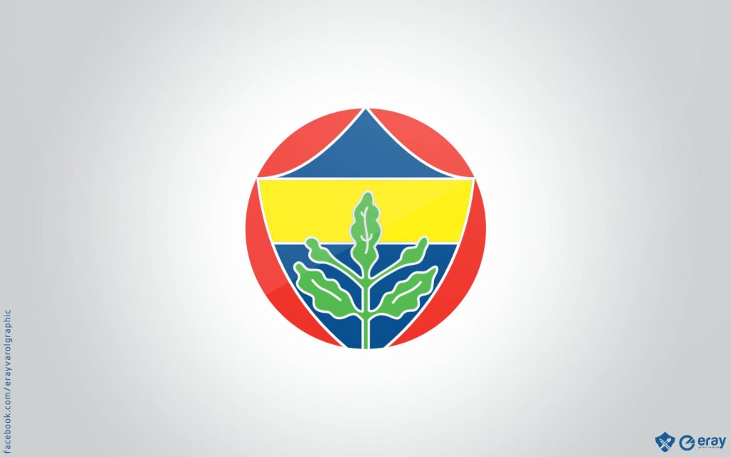 Minimalist Fenerbahçe SK crest in red circle on light gray gradient vector wallpaper background