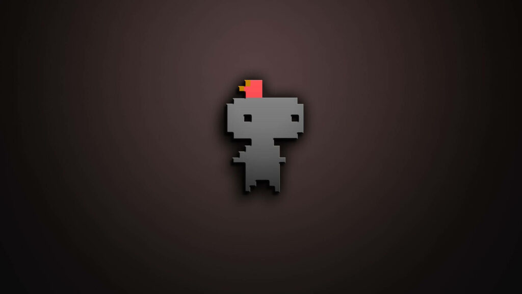 Minimalist Pixel Art Wallpaper of Fez Character on Dark Gradient