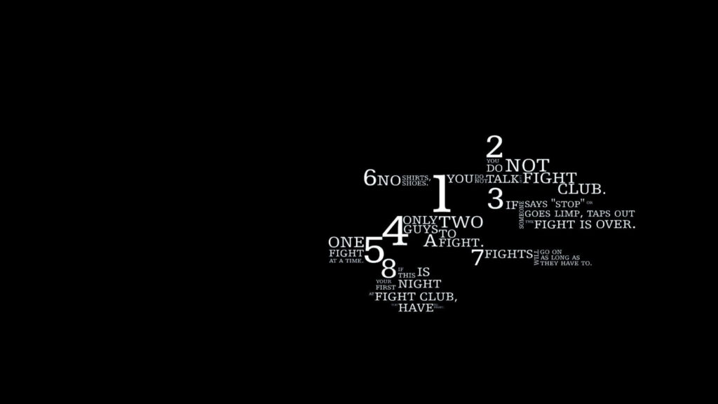 Minimalist Fight Club Numbers Wallpaper: Black & White Iconic Rules