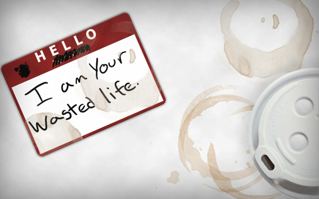 Minimalist Fight Club Wallpaper: Coffee-Stained Identity Struggle