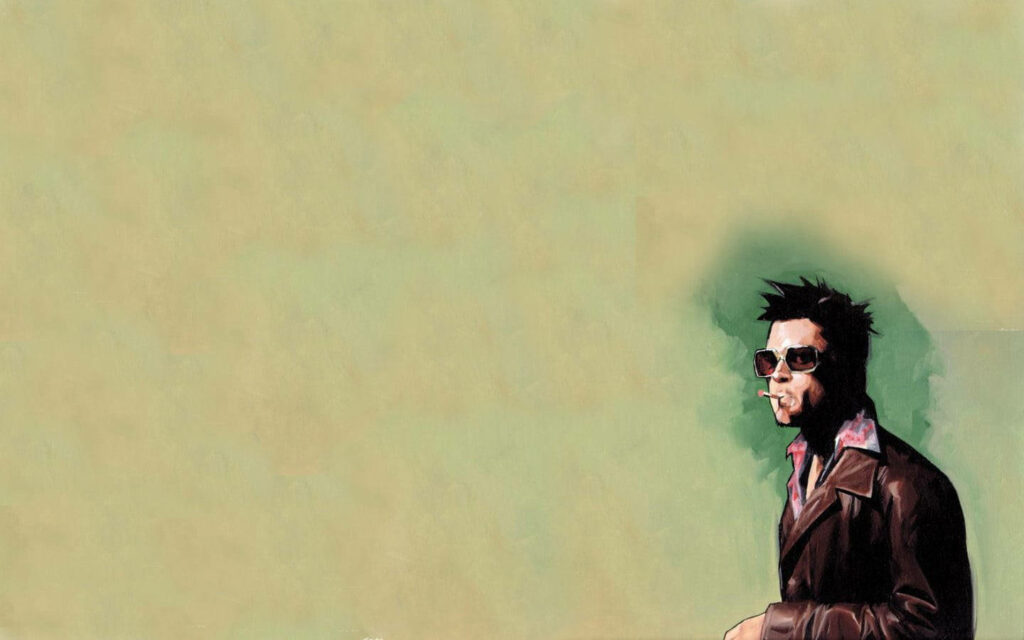 Minimalist Tyler Durden Wallpaper on Muted Green Background