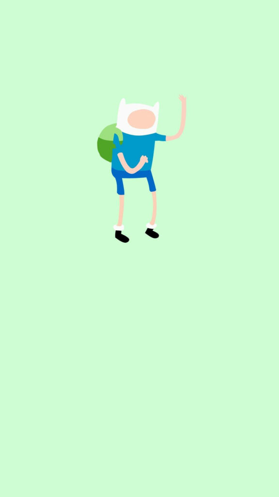 Minimalist Finn Adventure Time Wallpaper on Light Green Background