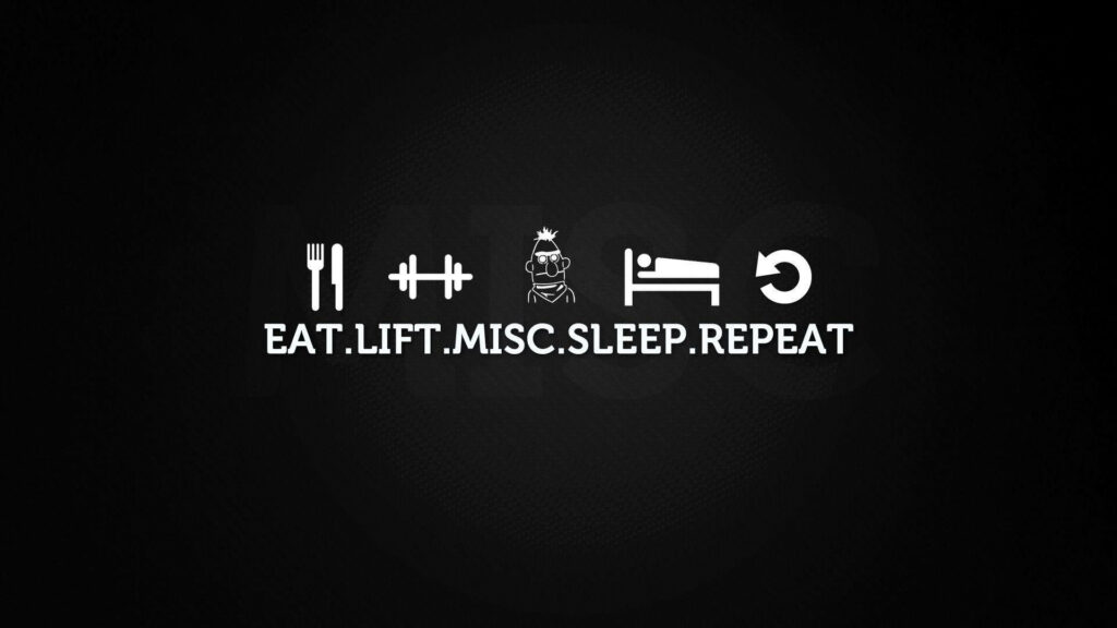 Minimalist Fitness Wallpaper: EAT. LIFT. MISC. SLEEP. REPEAT
