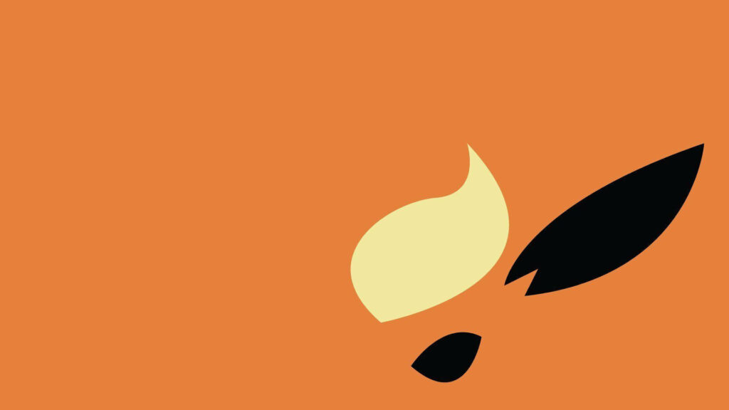 Minimalist Flareon Face Wallpaper on Bold Orange Background