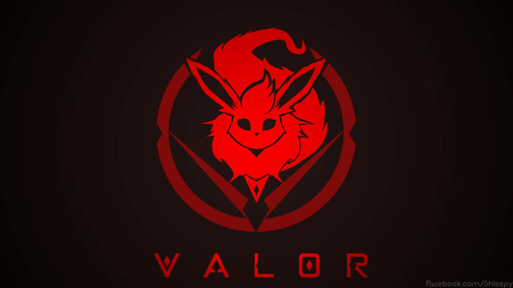 Minimalist Flareon Wallpaper: Red & Black Team Valor Design