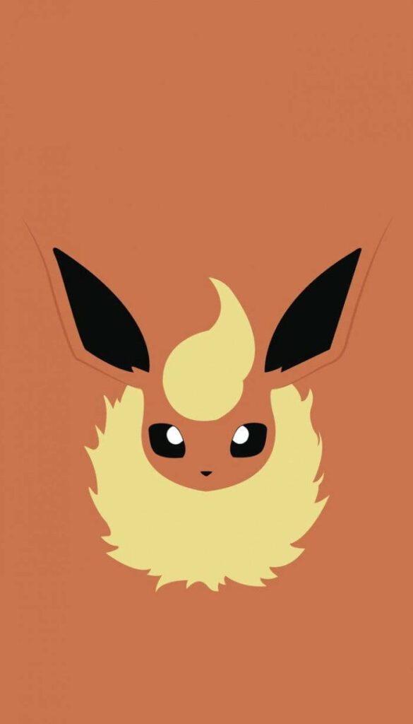Minimalist Flareon Wallpaper: Fire-Type Pokémon Art on Orange Background