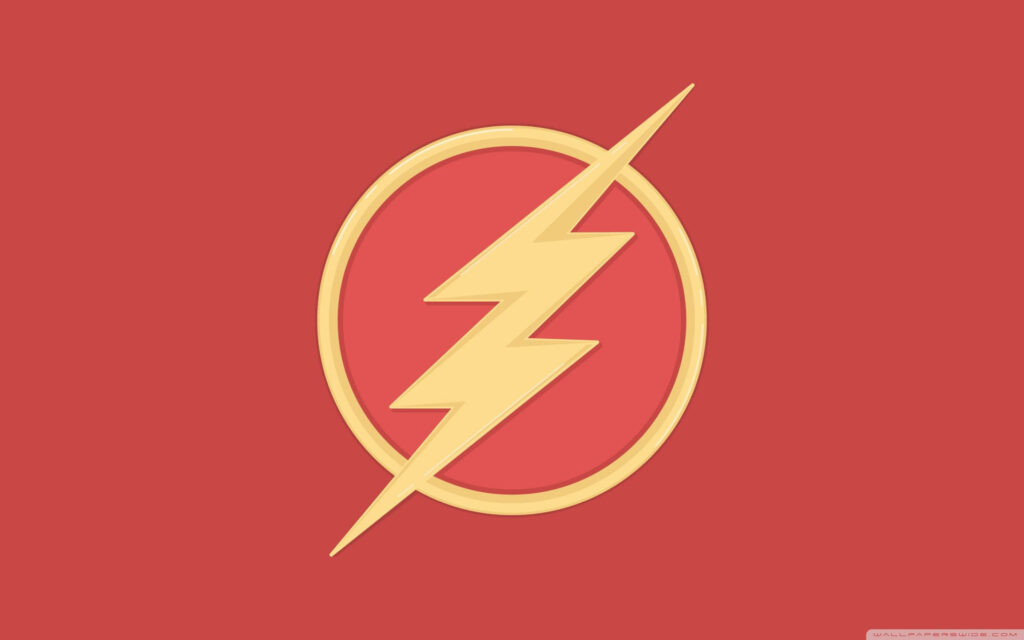 Minimalist The Flash Wallpaper: Yellow Bolt on Red Background