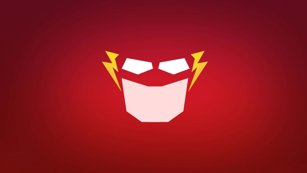 Minimalist Flash wallpaper with geometric shapes and lightning bolt on vibrant red background