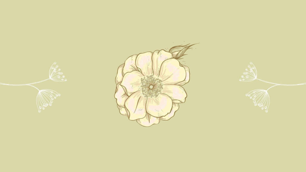 Minimalist Floral Wallpaper: Yellow Design on Soft Green Background