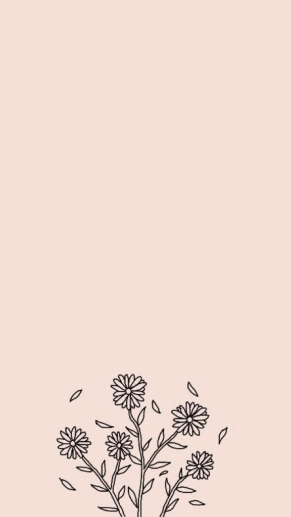 Minimalist Floral Line Art Wallpaper for iPhone | Cute Neutral Background